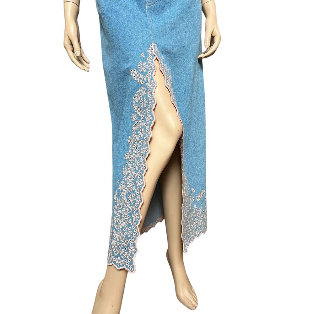 PACO RABANNE Embroidered Denim Set of Skirt and Jacket in Blue size 38 - Picture 9 of 16
